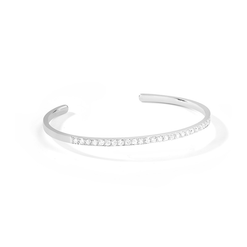 bracelet jonc diamant or blanc pour femme