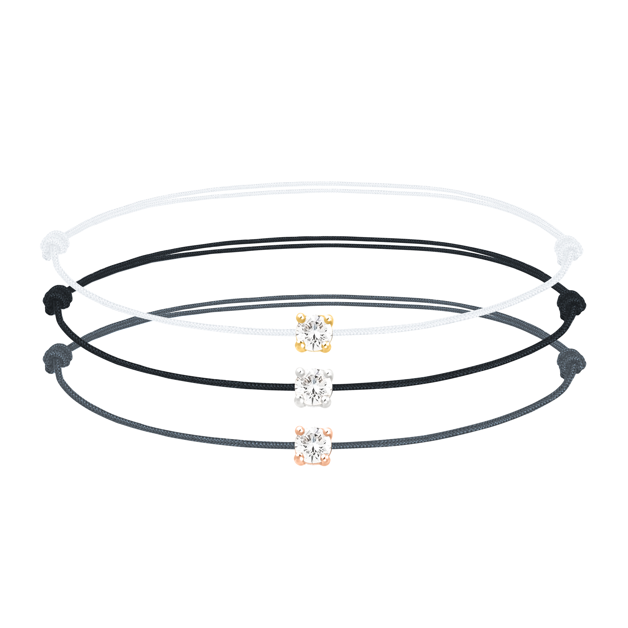 Bracelet diamant sur cordon 4 griffes 010