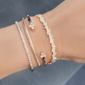 Bracelet en diamants jonc Trio Perlé