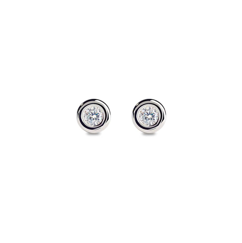 Boucles d'oreilles en diamants Serti Clos Fil Rond 015