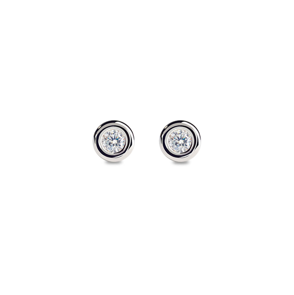 Boucles d'oreilles diamants sertis clos fil rond 0,20 carat | Or 18k