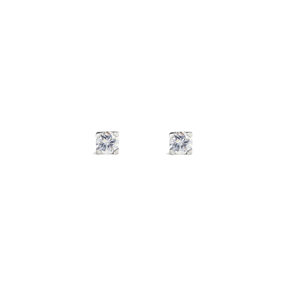 Boucles d'Oreilles en diamants Illusion Griffes Carrées 020