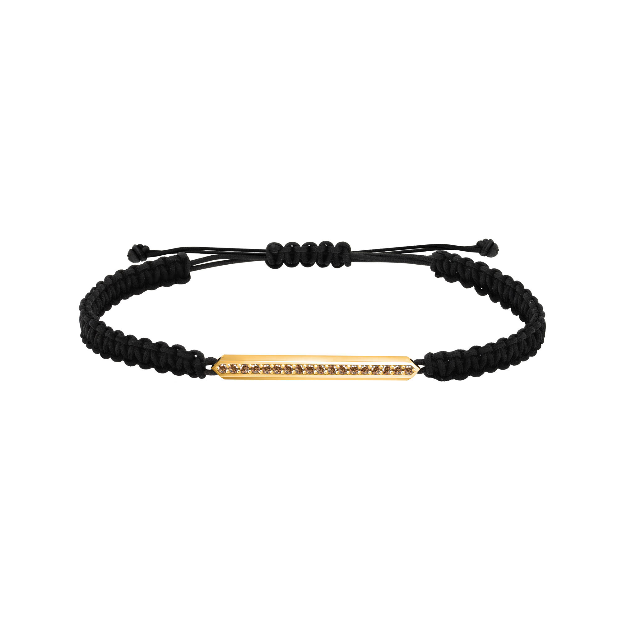 bracelet homme diamants cognac sur cordon or jaune