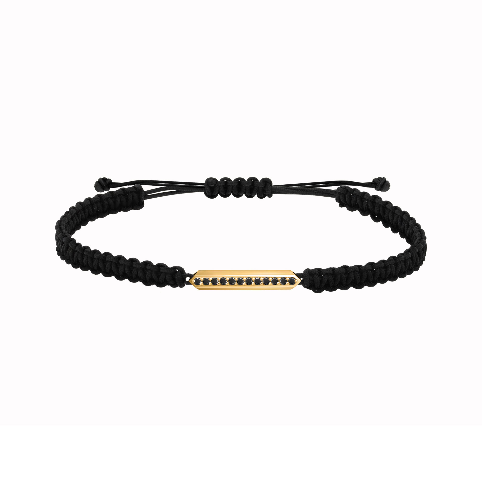 bracelet homme diamants noir sur cordon or jaune