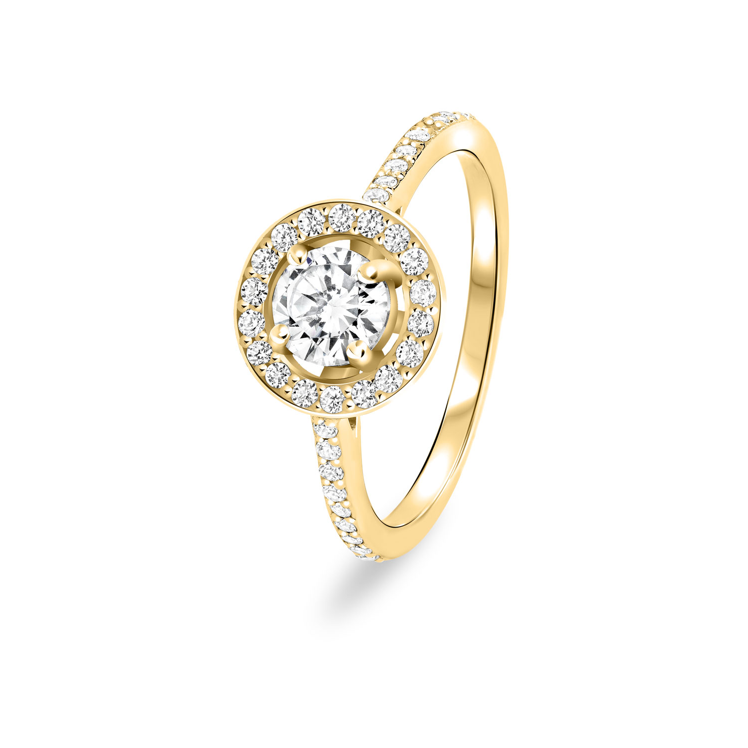 bague de fiançailles entourage diamant femme or jaune